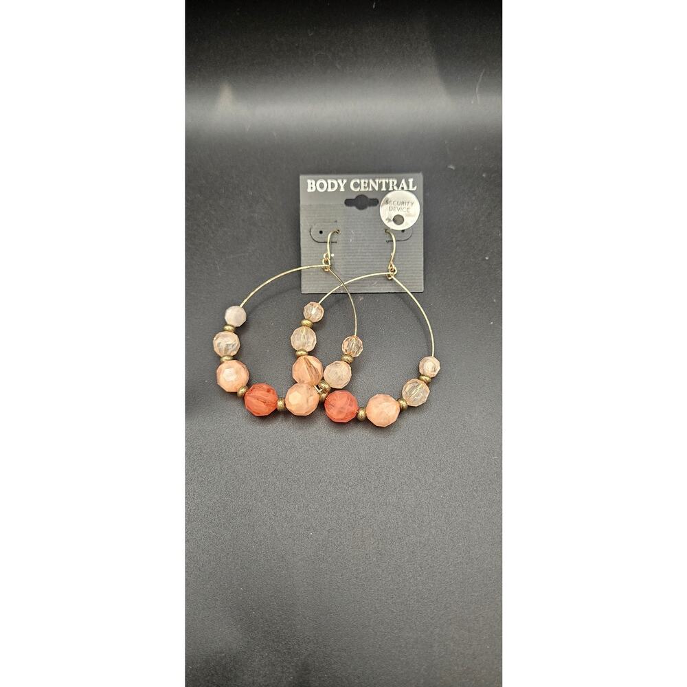 Body Central Hoop Earrings, beaded rose gold exc condition trendy‎ boho style